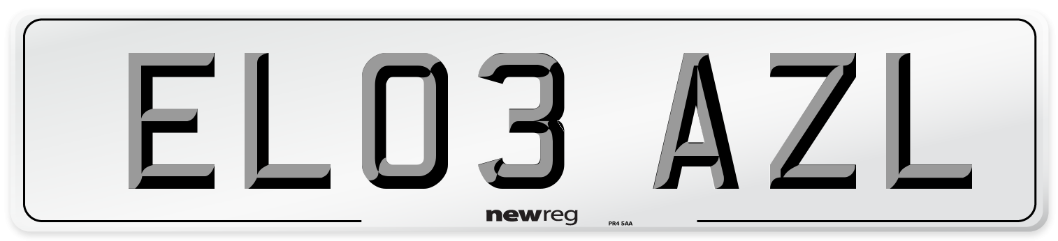 EL03 AZL Number Plate from New Reg